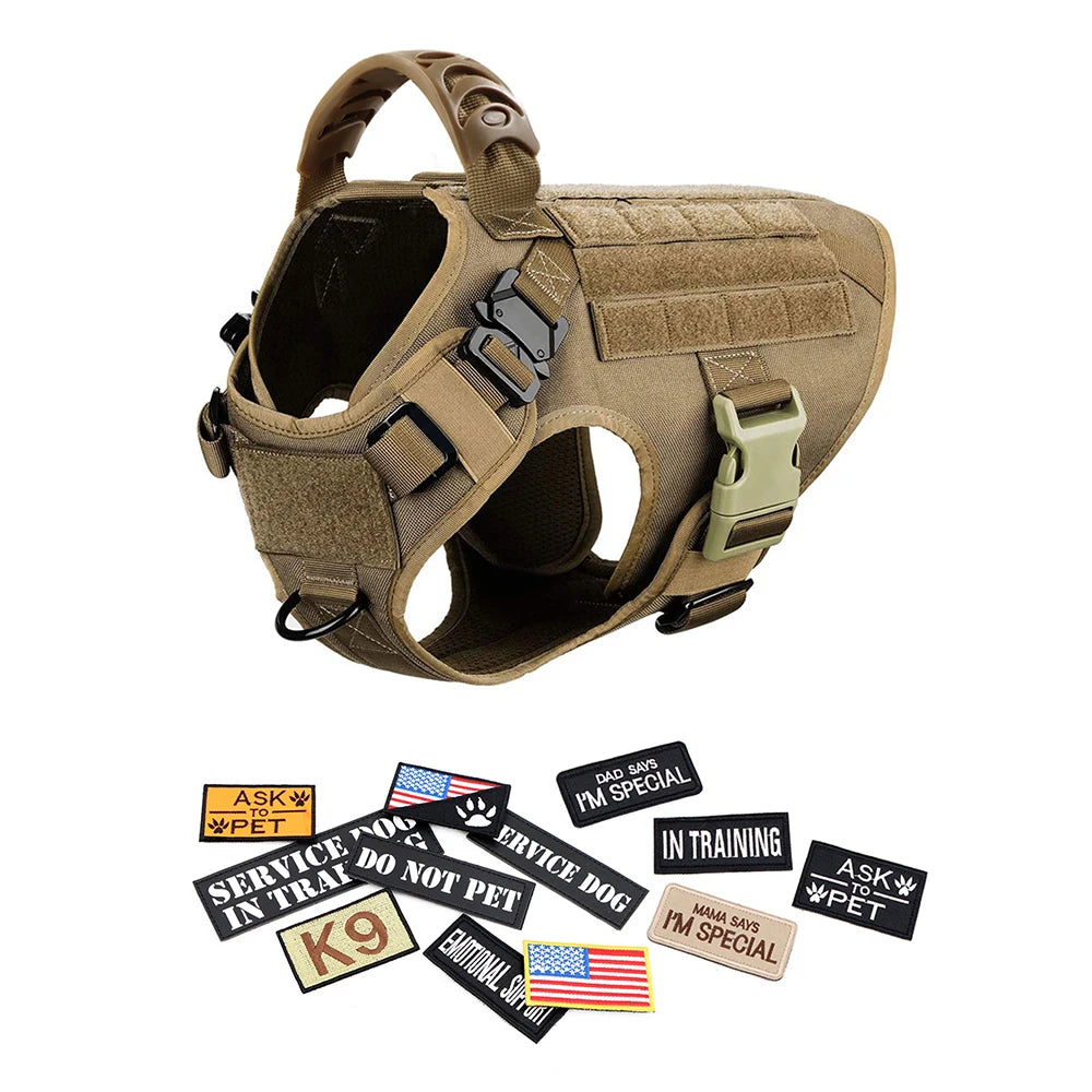 PETRAVELCN Military Large Dog Harness Vest Set Tactical Accessories