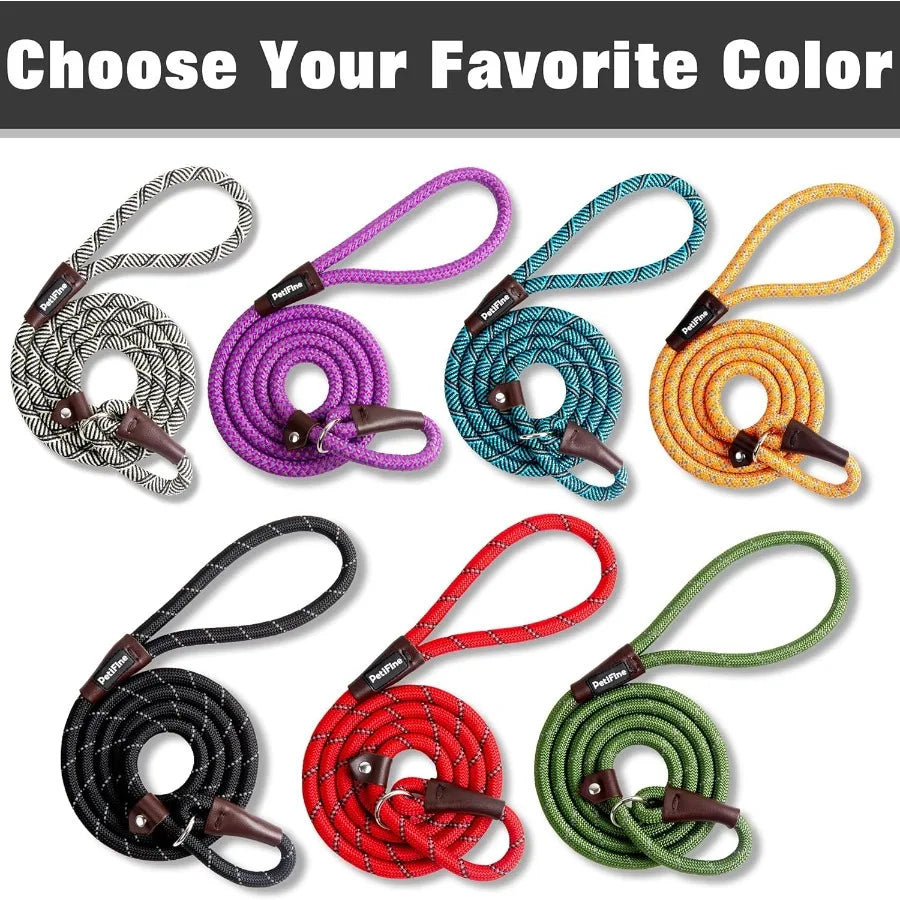 Slip Lead Dog Leash 6Ft Reflective Heavy Duty Nylon Training Rope