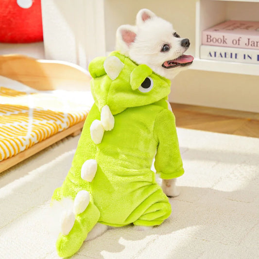 Dinosaur Dog Costume Fleece Jumpsuit For Autumn Winter Pets
