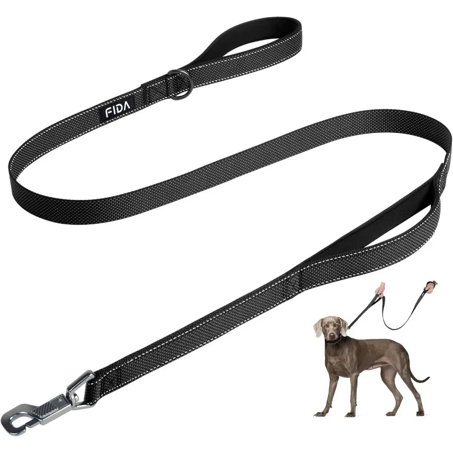Heavy Duty Dog Leash With Padded Handles And Traffic Handle