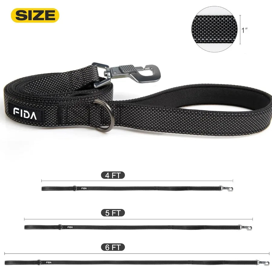 Heavy Duty Dog Leash With Padded Handles And Traffic Handle