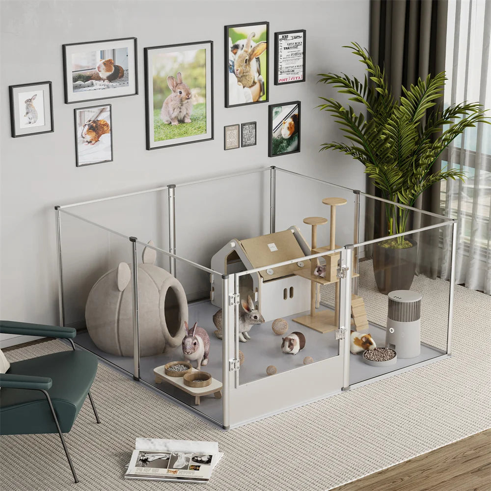 BORWARTH Acrylic Dog Playpen Enclosure With Waterproof Pad