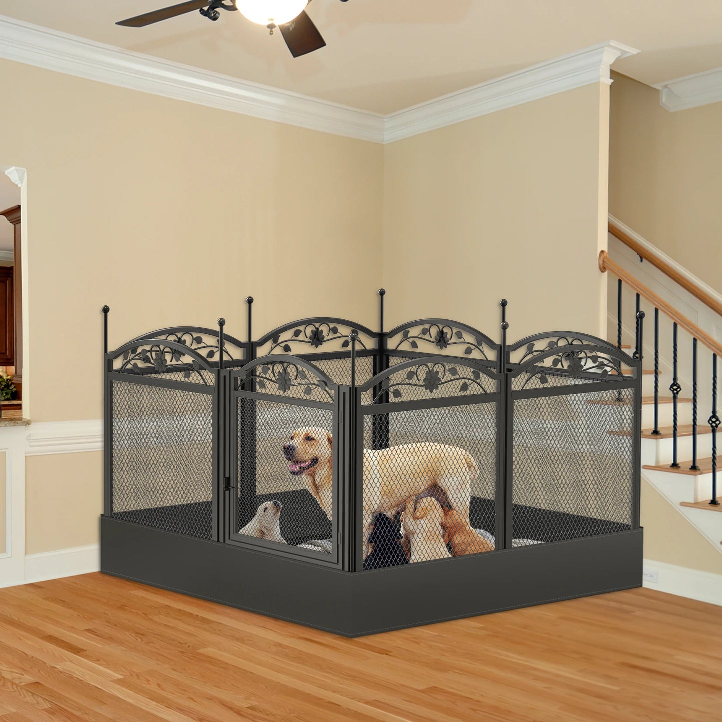 BINGOPAW 8 Panel Heavy Duty Dog Playpen Outdoor Indoor Waterproof Pad