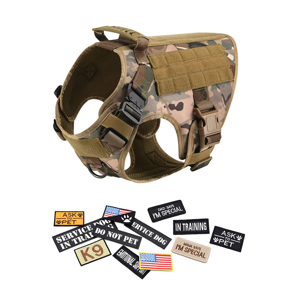 PETRAVELCN Military Large Dog Harness Vest Set Tactical Accessories