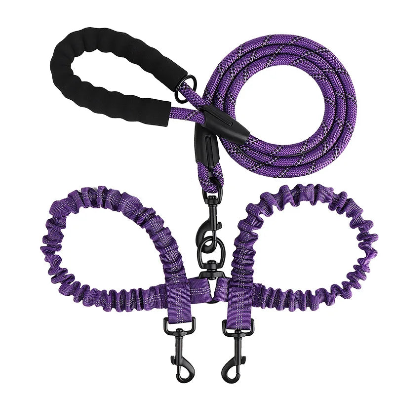 YTYIN Double Dog Leash Set Elastic Nylon Dual Leash With Coupler