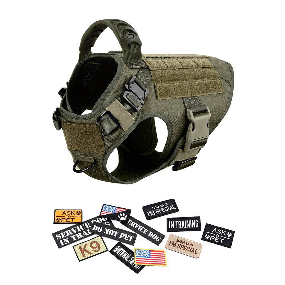 PETRAVELCN Military Large Dog Harness Vest Set Tactical Accessories