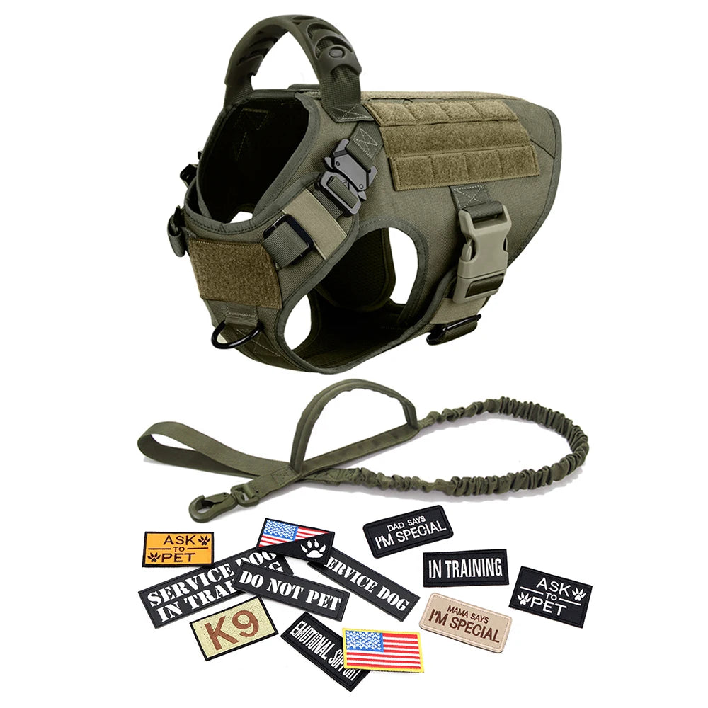 PETRAVELCN Military Large Dog Harness Vest Set Tactical Accessories