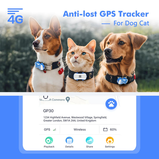 WANWAYTECH 4G Pet GPS Tracker Waterproof Live Tracking With App