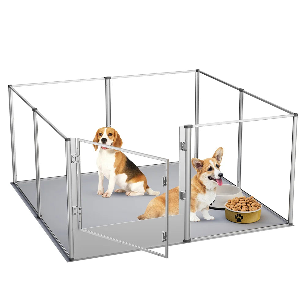 BORWARTH Acrylic Dog Playpen Enclosure With Waterproof Pad