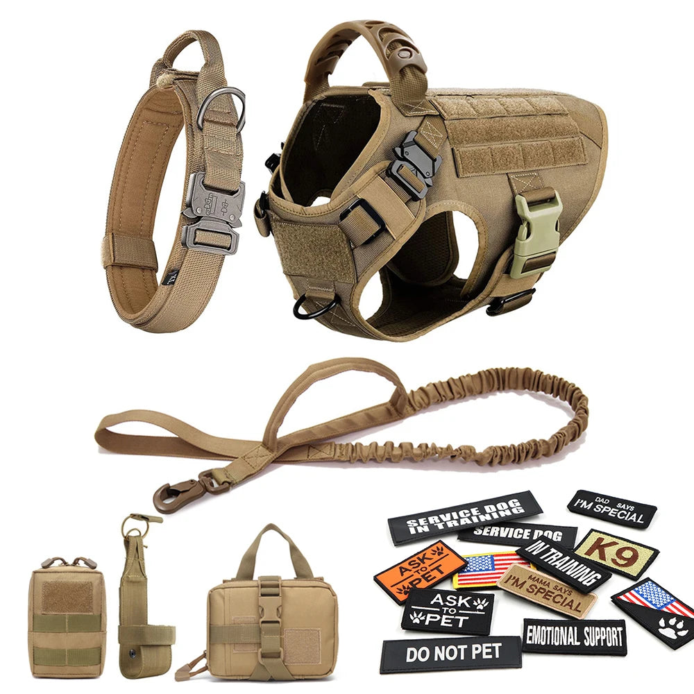 PETRAVELCN Military Large Dog Harness Vest Set Tactical Accessories