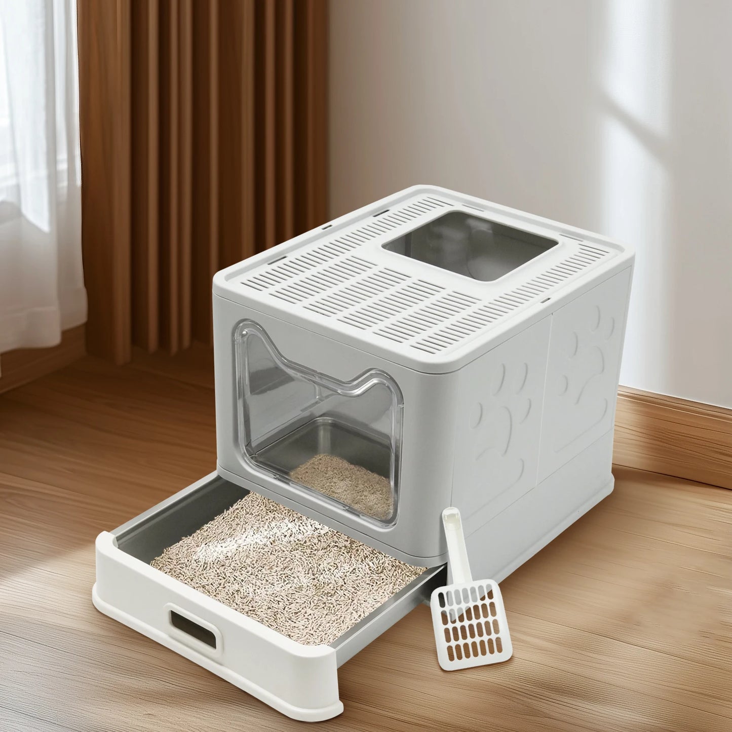 Bingopaw Stainless Steel Cat Litter Box Front Entry With Lid