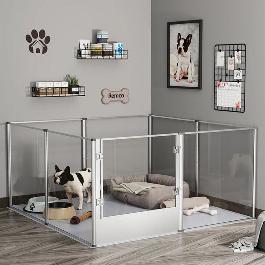 BORWARTH Acrylic Dog Playpen Enclosure With Waterproof Pad