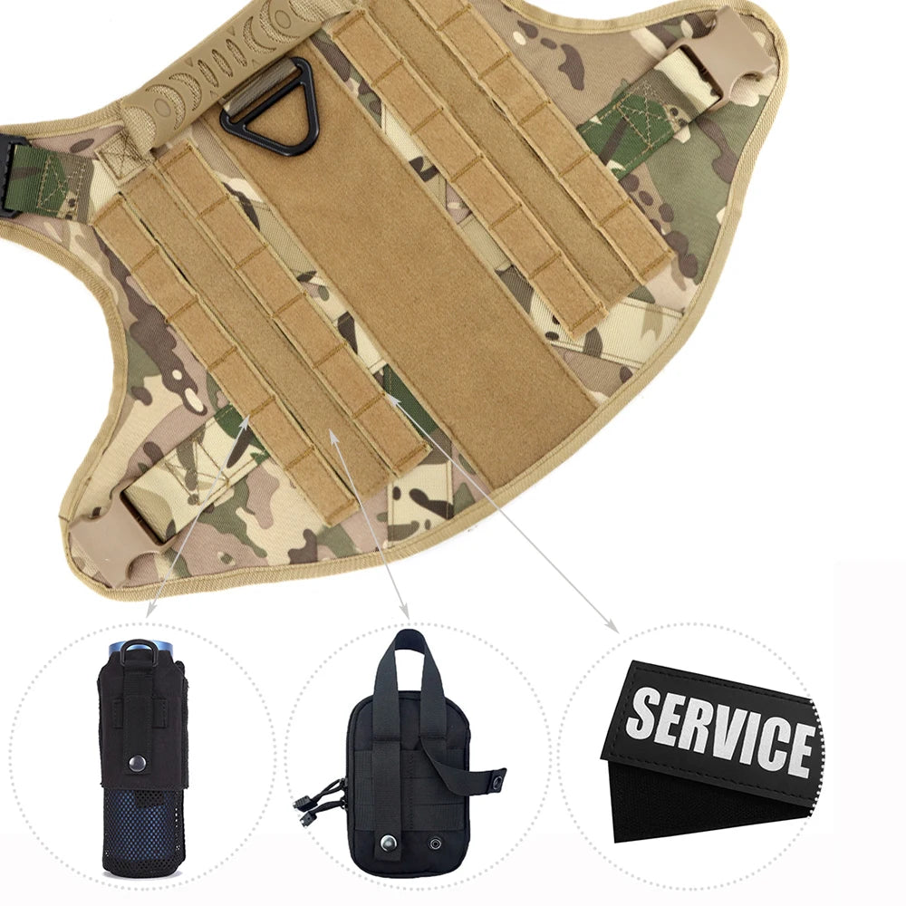 PETRAVELCN Military Large Dog Harness Vest Set Tactical Accessories