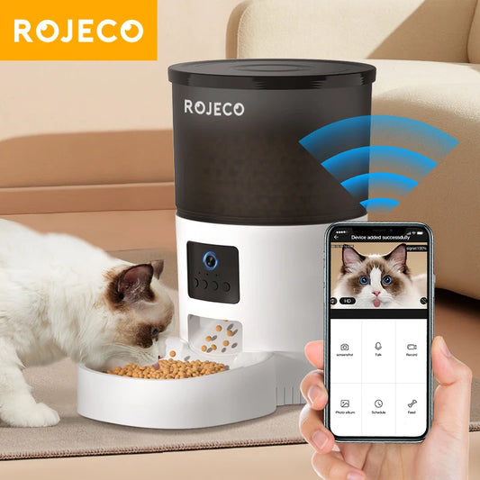 ROJECO Automatic Cat Feeder With Camera Video And Remote Control