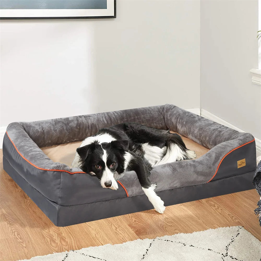 Borwartc Orthopedic Memory Foam Dog Bed Waterproof Removable Cover