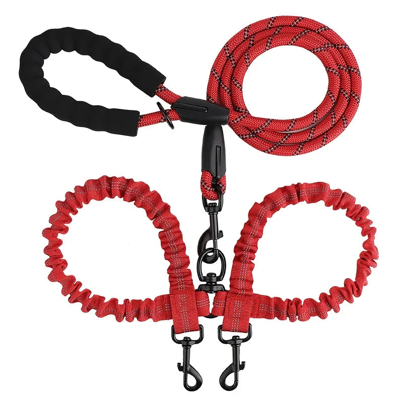 YTYIN Double Dog Leash Set Elastic Nylon Dual Leash With Coupler