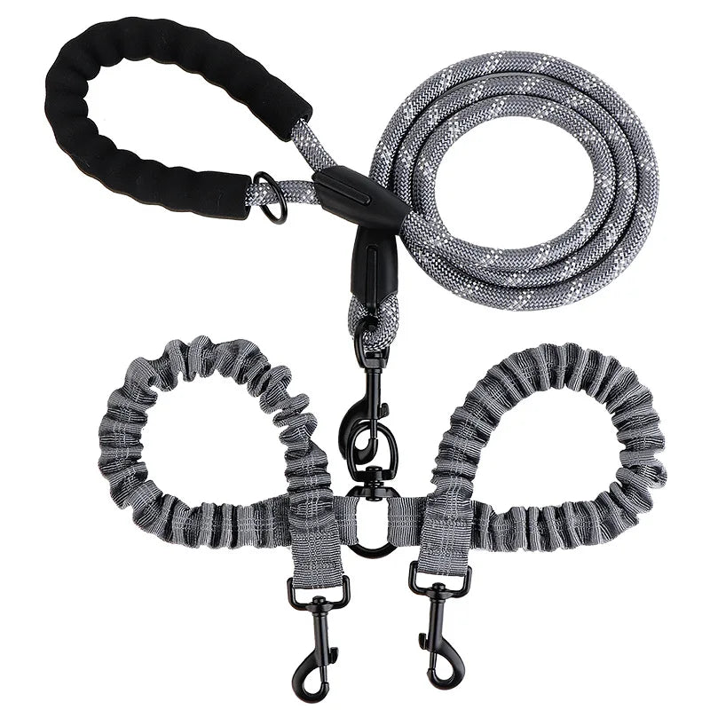 YTYIN Double Dog Leash Set Elastic Nylon Dual Leash With Coupler
