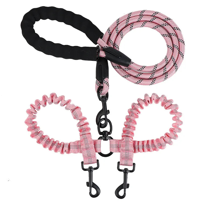 YTYIN Double Dog Leash Set Elastic Nylon Dual Leash With Coupler