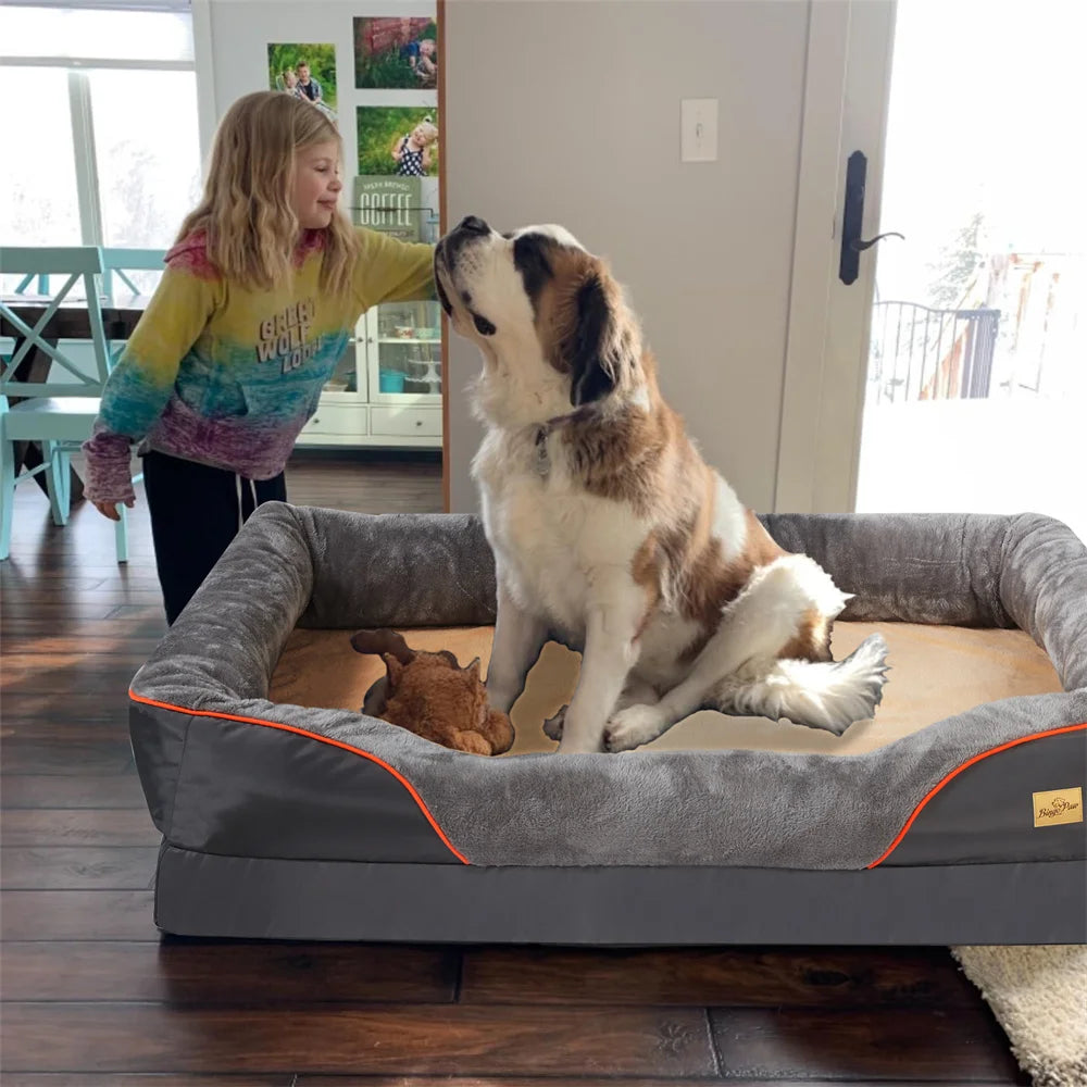 Borwartc Orthopedic Memory Foam Dog Bed Waterproof Removable Cover