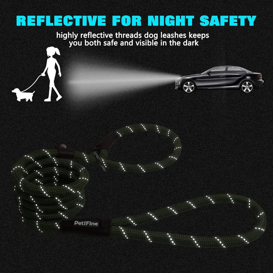 Slip Lead Dog Leash 6Ft Reflective Heavy Duty Nylon Training Rope