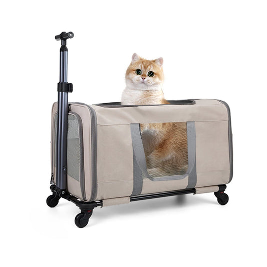 Cat Transport Trolley For Two Cats With Wheels And Safety Belts