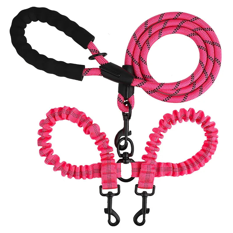 YTYIN Double Dog Leash Set Elastic Nylon Dual Leash With Coupler